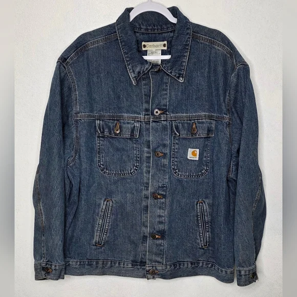 Carhartt J12 DST Stonewashed Denim Men's Trucker Jacket Size 2XL - Picture 1 of 6